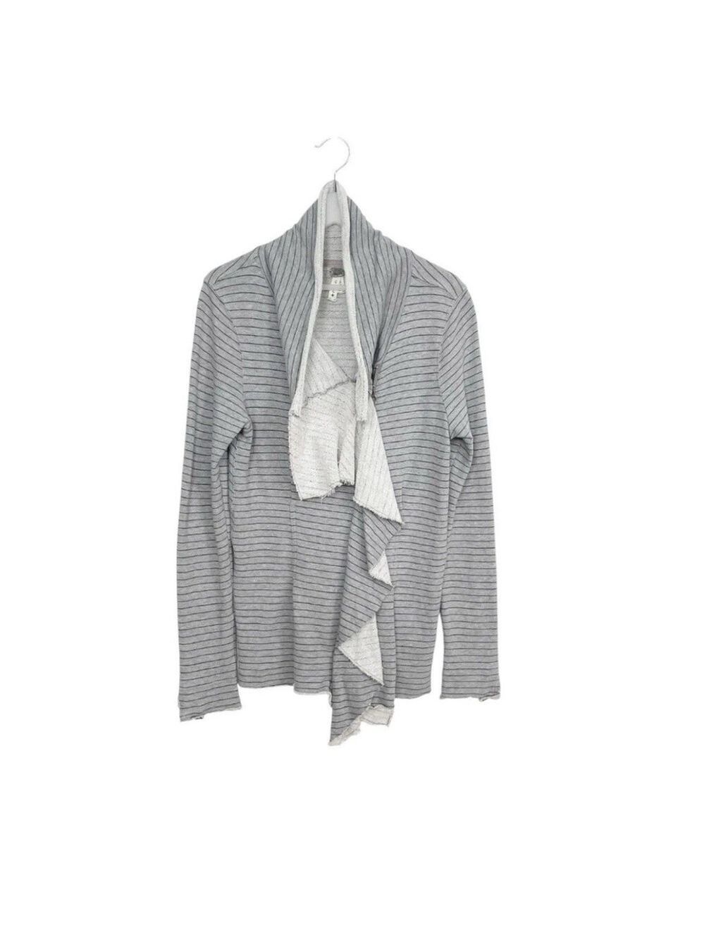 We The Free Ebb & Flow Cardigan Size Large Gray Pinstripe Zip Cotton